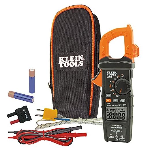 Klein Tools CL800 Digital Clamp Meter, Autoranging TRMS, AC/DC Volt/Current, LoZ, Continuity, Frequency, Capacitance, NCVT, Temp, More 1000V