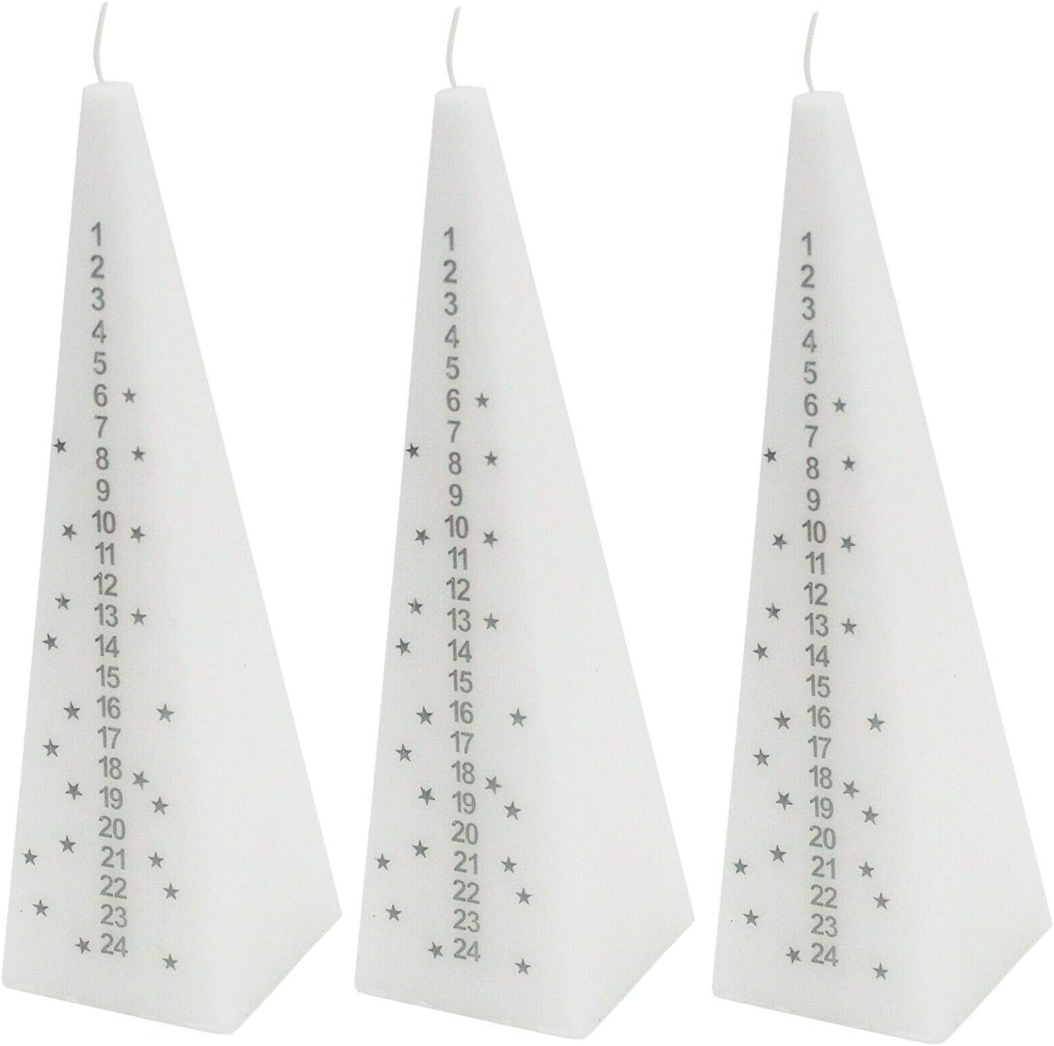 Skyte White Skyte® 6 X 21Cm Advent Pyramid Candle Christmas Countdown Dinner Candles (White)