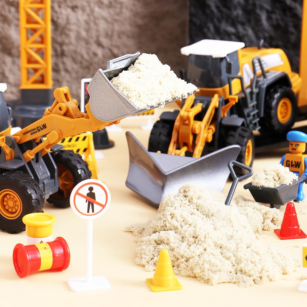 Vehiculos Construccion grandes - Camión Grúa, Excavadora Aplanadora, Máquina elevadora, Juguete de Regalo para Niños 3 4 5 6 7 años