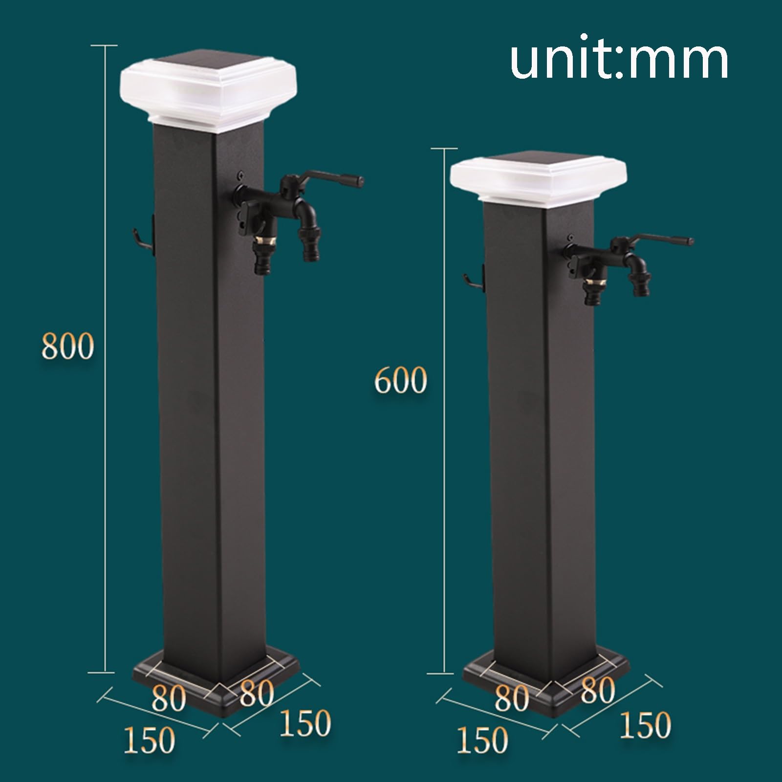 Generico Colonna d'Acqua da Esterno in Acciaio Inox con Rubinetto - Rubinetto Verticale da Giardino, Design antigelo, Finitura Argento Resistente, Ideale per Giardini e terrazze, Altezza 60 cm