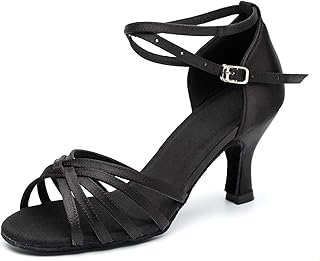 Women's Dance Shoes Latin Salsa Bachata Tango Practice Ballroom Dancing Shoes Wedding Performance Dress Shoes with Soft Suede Sole 2.76'' Heel