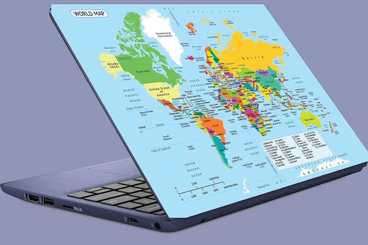 Yellow Alley Vinyl Corporate World Map Travel World Printed HD Quality, Scratch proof Laptop Skin Sticker for all types of Laptops and Model upto 15.75 inches, Multicolour (B097RMVRK7) Amazon Price History, Amazon Price Tracker