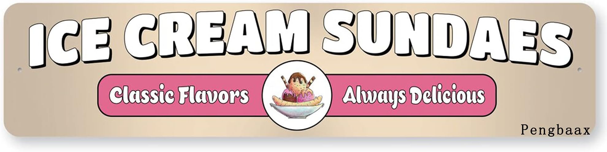 ZYR Ice Cream Sundae Sign Fun Day Frozen Treat Retro Shop Sign Bar Pub Club Cafe Home Restaurant Wall Decor Art Sign Post Gifts for Man 4X16 Inch