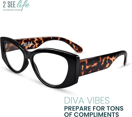 Miniatura 4 de Black Vogue - Gafas de lectura de ojo de gato de gran tamaño para mujer, para lucir elegante con alta visión, cómodas para todas las formas de cara,