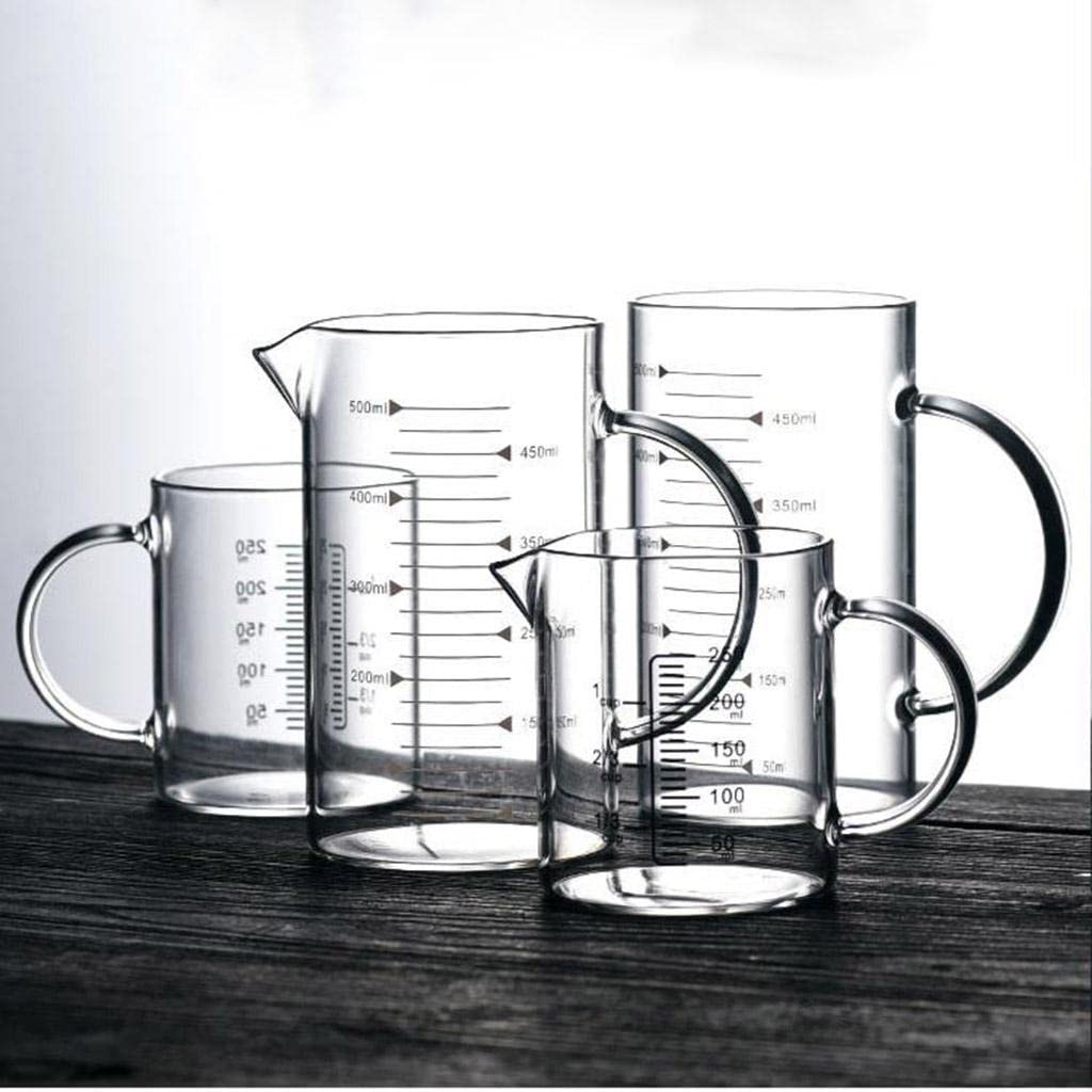 2 Piezas Taza Medidora de Vidrio Jarra Medidora Recipiente Medidor Vaso Medidor Resistente Al de Borosilicato Apta para Microondas Adecuada para, 3 Piezas