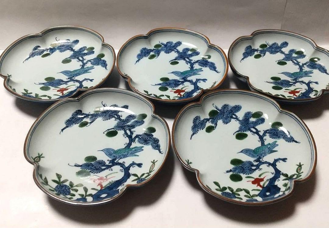 源右衛門　染付銘々皿　5枚 源右衛門 染付銘々皿 5枚