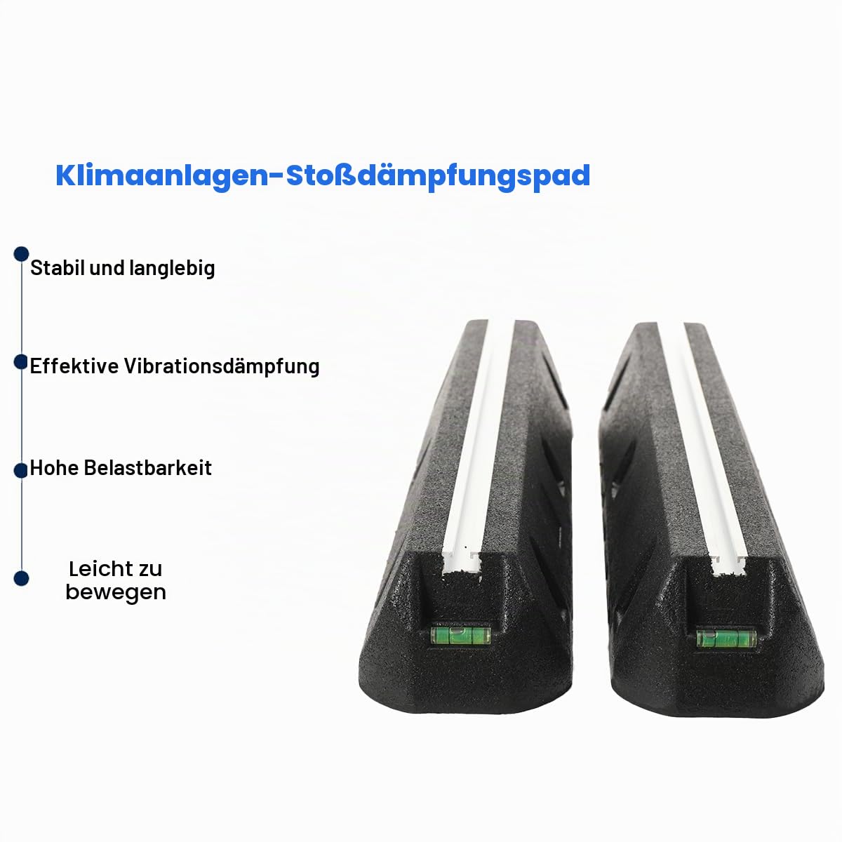 2PCS Schwingungsdämpfer Dämpfungssockel für Wärmepumpe Klimaanlage, Antivibrationsfüße Gummi Befestigungs-Set inkl Schrauben 600mm, Bodenkonsole Wasserdichter und Stoßdämpfender Aufstellbalken