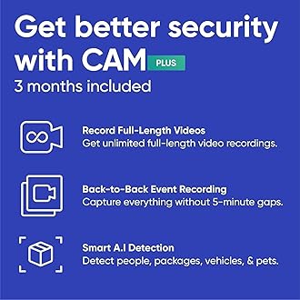 Cam V3 Smart Home Security Camera, Indoor/Outdoor Use, 1080p Plug-in, Color Night Vision, Motion Detection, Two Way Audio, Compatible with Alexa, Google Assistant, Black