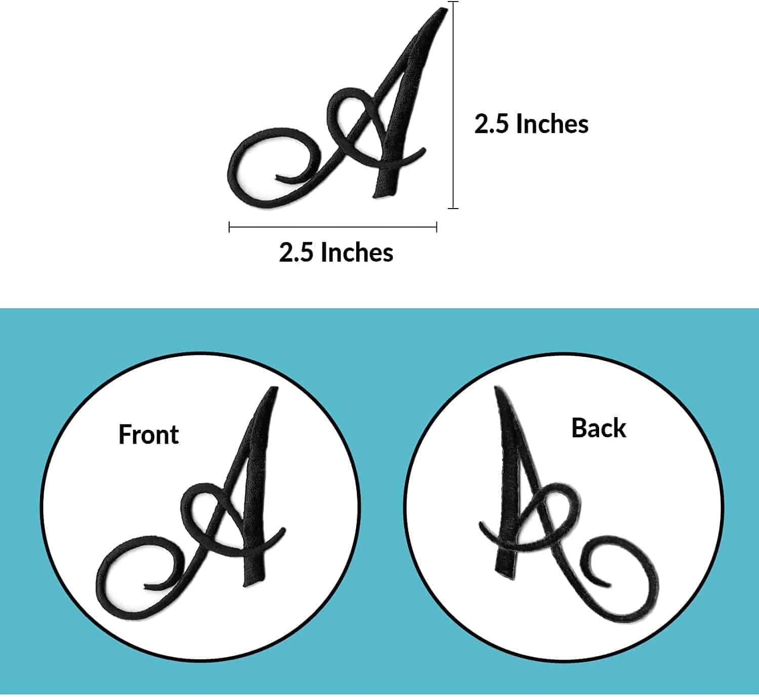 Laughing Lizards Monogram Letter Patch 26 Piece Kit, Script Iron On Appliques, Kit Includes All 26 Cursive Letters for Clothing, Stockings, and More! (Large, Black) - Image 6