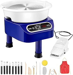 VEVOR Töpferscheibe, 25 cm Töpferformmaschine, 350 W elektrische Töpferscheibe mit Fußpedal & LCD-Touchscreen, Direktantrieb-Keramikscheibe mit 3 Stützbeinen für Heimwerker-Kunsthandwerk, Blau