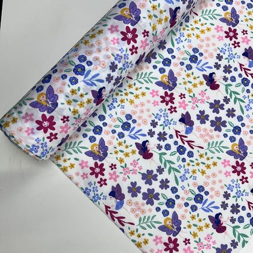 Pyrhan Fairy Garden Polycotton Fabric by The Metre â€“ 