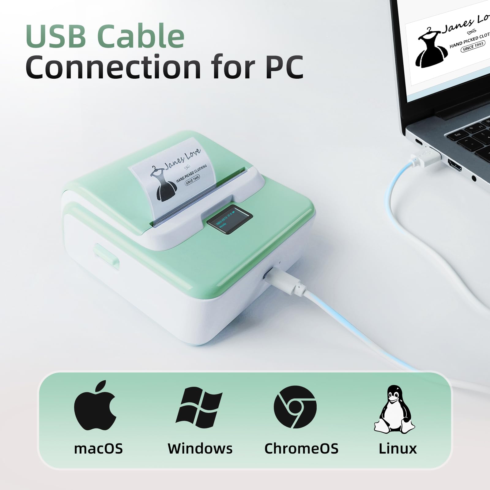 ORGSTA T003 stampante etichettatrice etichette termica adesive bluetooth & USB 2200 mAh 50mm/s portatile per negozio personalizzate prezzatrice barattoli