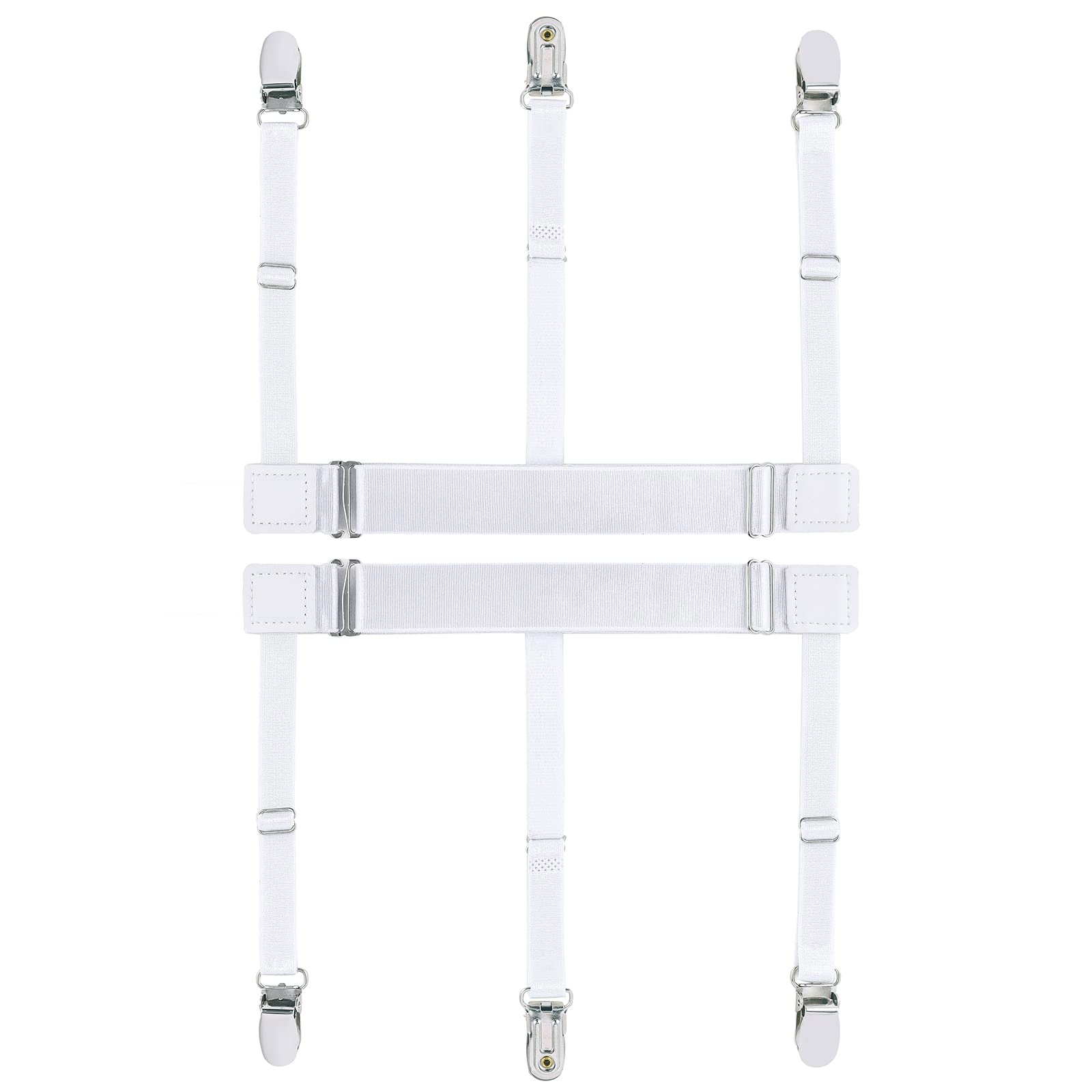 Kedofe Men Shirt Stays Adjustable Elastic Shirt Garter Shirts Holder with Non-slip Locking Clamps for Police Military, C-white, Large