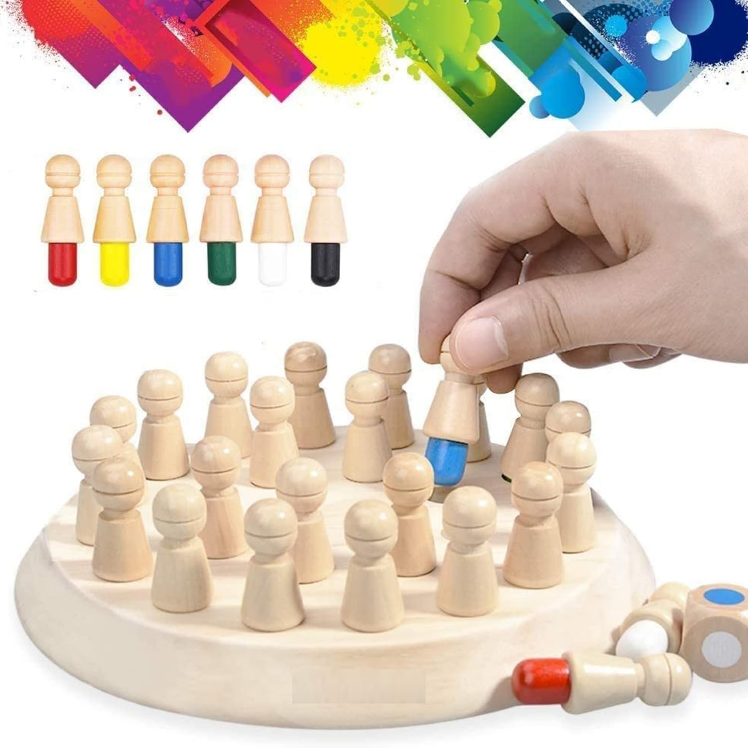 MOKRUSH Kids Geometric Shape Puzzle Matching Board Game, Colour Shape Educational Learning Toy