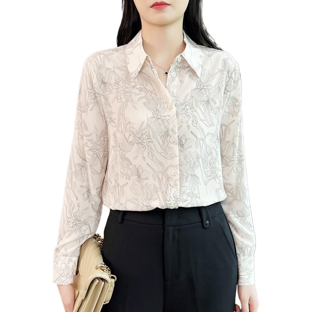Chemise en soie imprimée pour femme un vent de douceur automnale