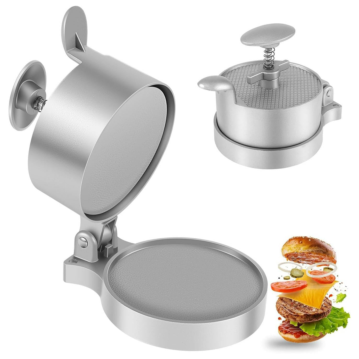 Pressa per Hamburger Regolabile in Altezza in Alluminio pressofuso Antiaderente per la Produzione di Pattini Hamburger Perfettamente modellati