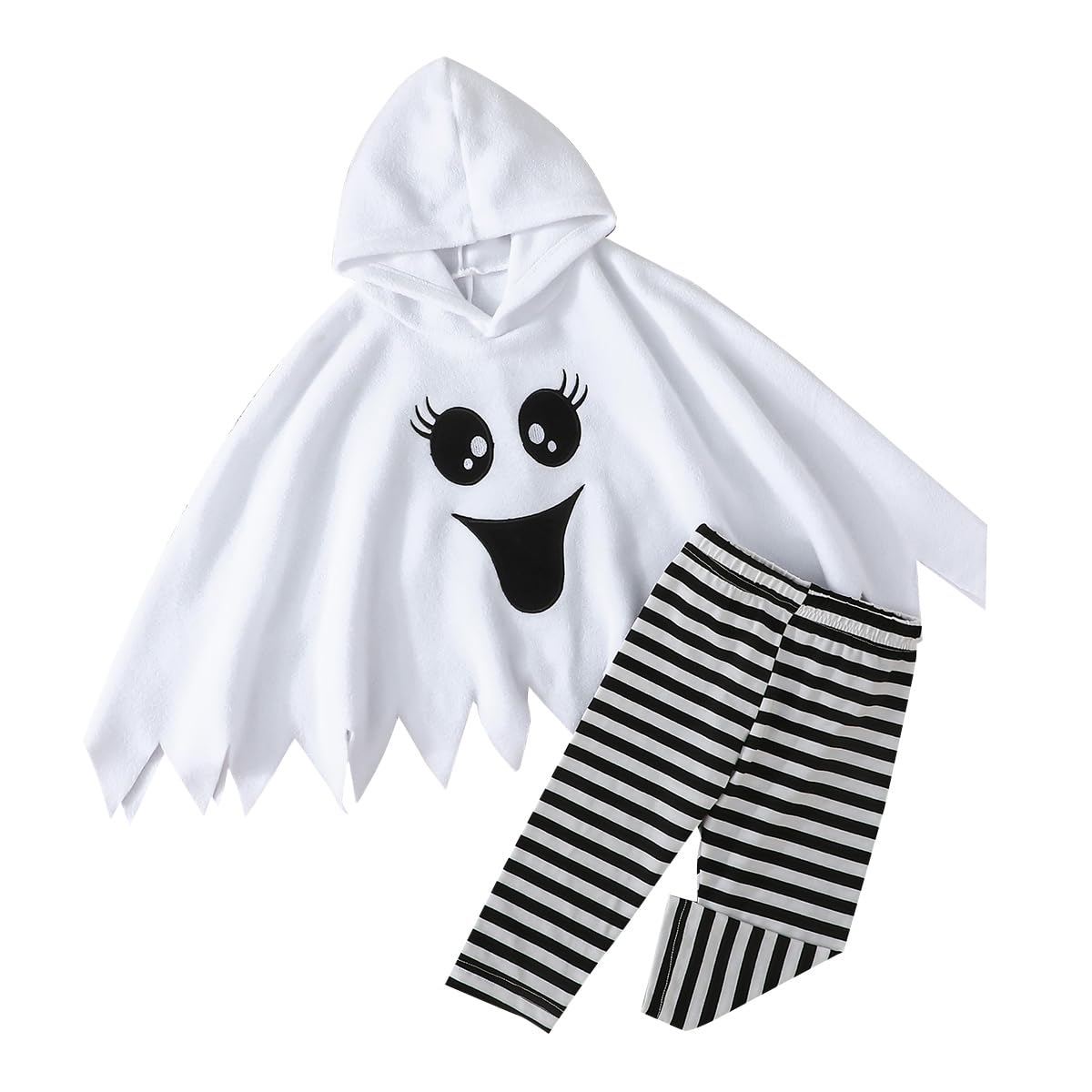 Toddler Baby Ghost Halloween Costume with Hooded Cloak Top and Black Pants