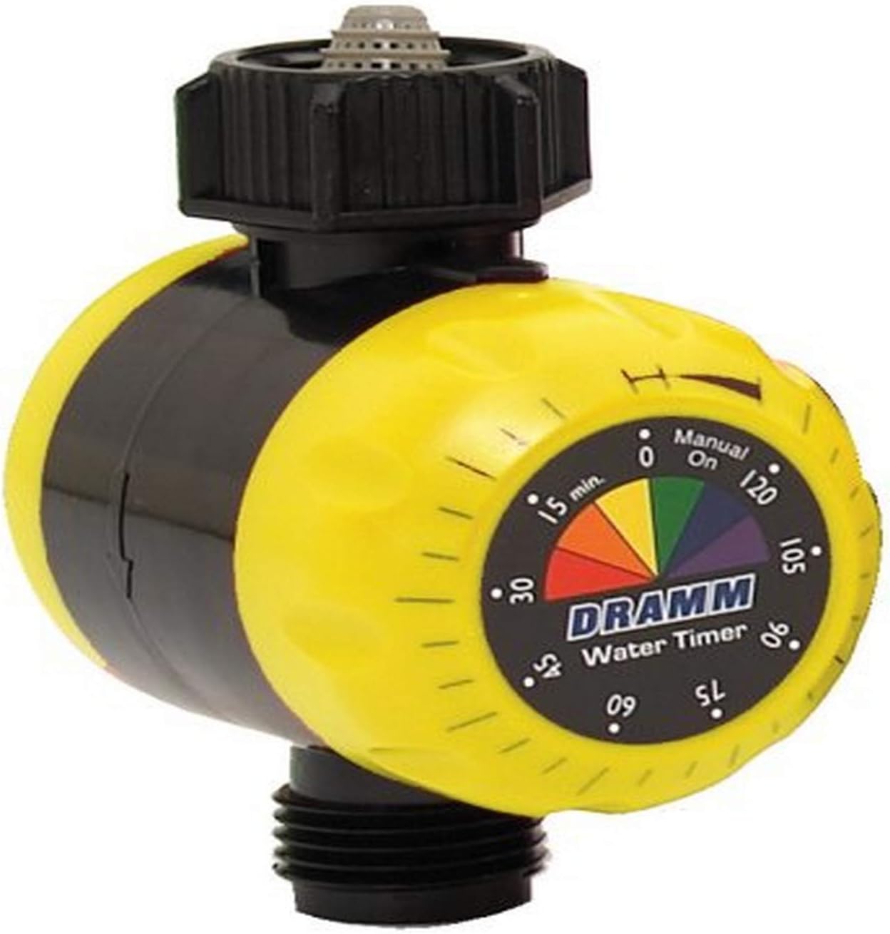 Dramm ColorStorm Premium Water Hose Timer, Mechanical, Turns Water Off Automatically, Up to 120 Minutes of Run Time, Compact for Lawn, Drip, Soaker Hose and Garden, Yellow
