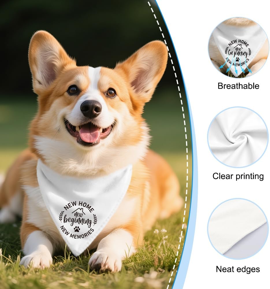 New Home Beginning Memories Dog Bandana, New Home Closing Gifts for Dogs Homeowners Coworkers Newlyweds, First House Gifts, Housewarming Party Accessories for Homeowners, Welcome House Pet Scarf image 3
