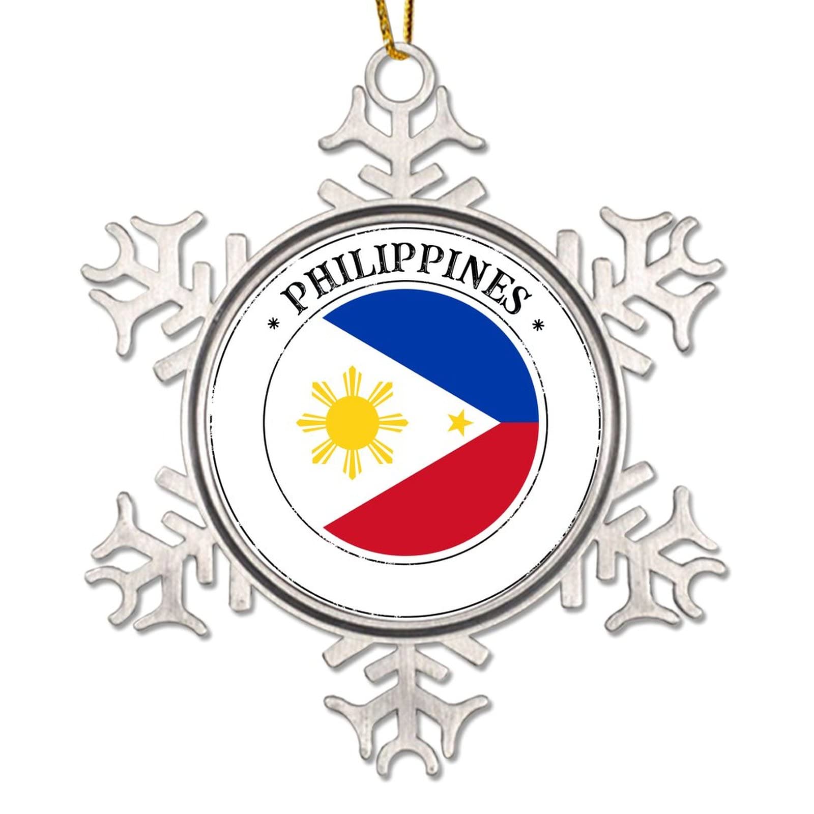 Cowkisssign Philippines Christmas Ornaments National Flag Christmas Decorations City Souvenir Christmas Metal Snowflake Ornament Xmas Tree Decor Christmas Stocking Filling Gift