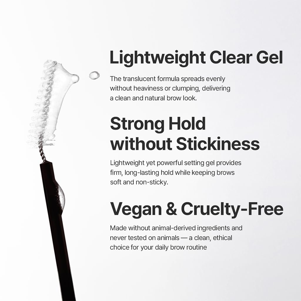Espoir Laminating Eyebrow Clear Gel, Easy Shaping with Uniquely Designed Applicator, Long-Lasting & Smudge-Free, Non-Sticky and Lightweight Formula, Natural Look, Vegan, 0.1 fl oz
