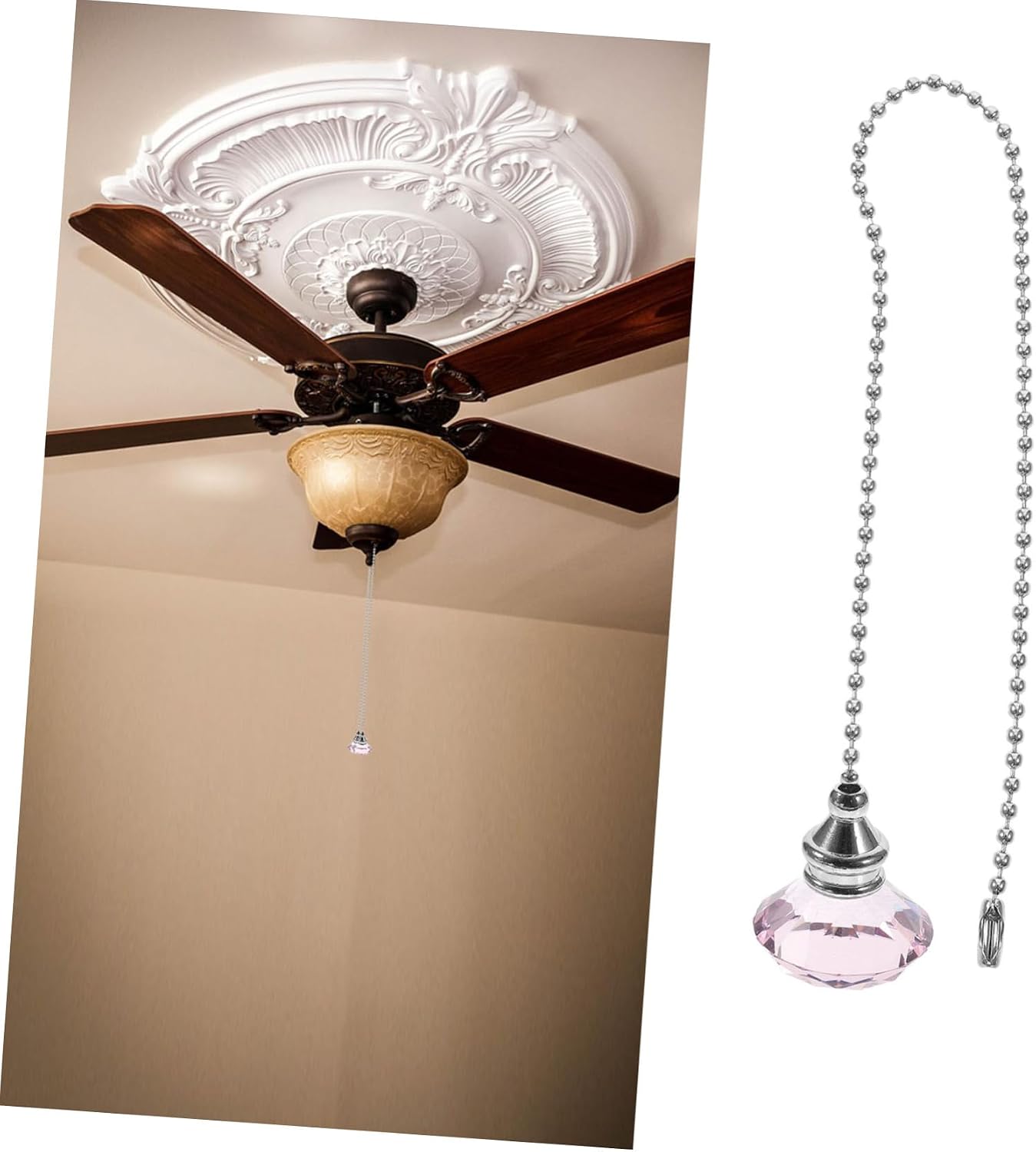 2pcs Rhinestone Beaded Ceiling Fan Pull Chain Elegant Lamp Accessories for Home Decor High Strength Design for Fans and Light Fixtures