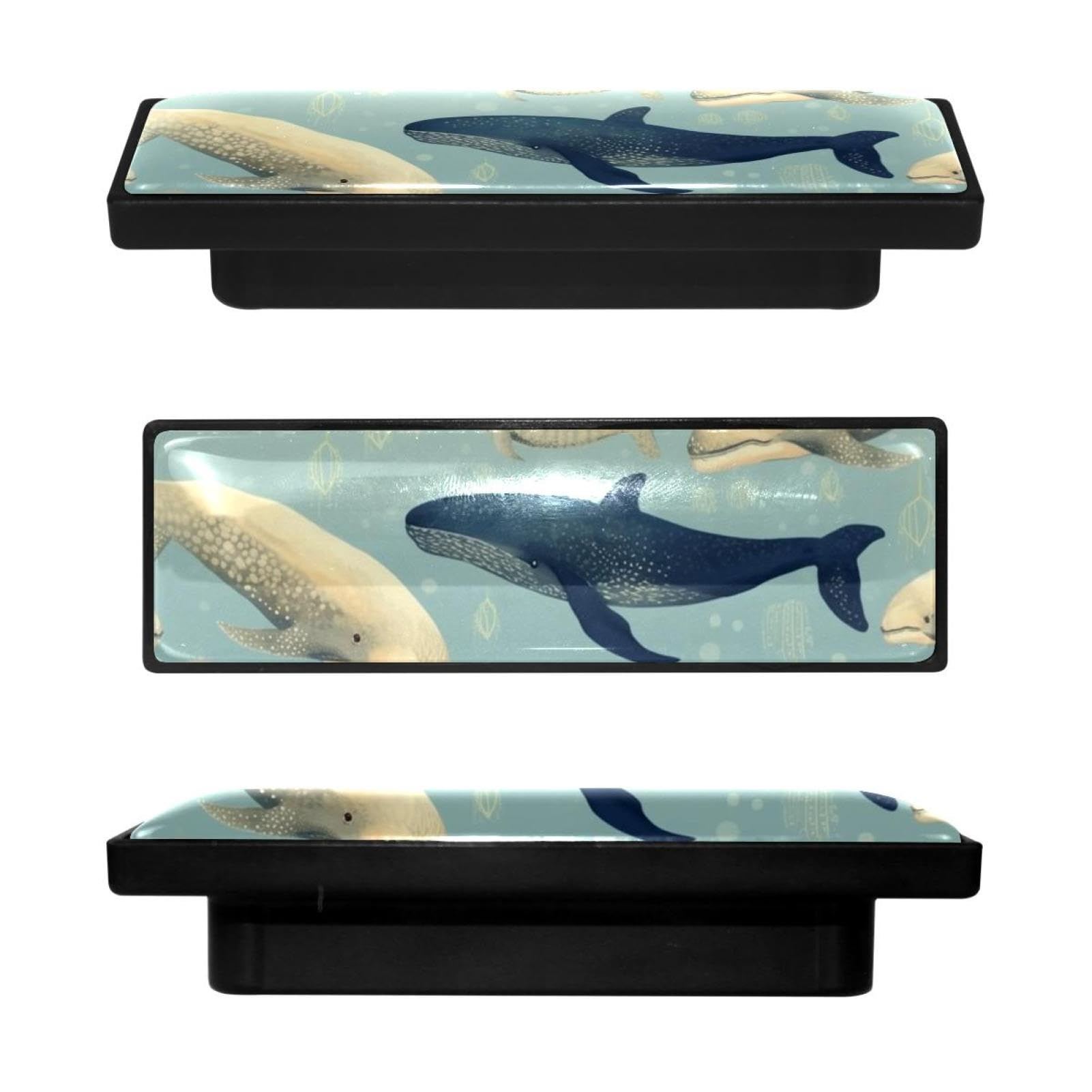 Boutons d'armoire pour placard et tiroir de commode motif baleine bleue