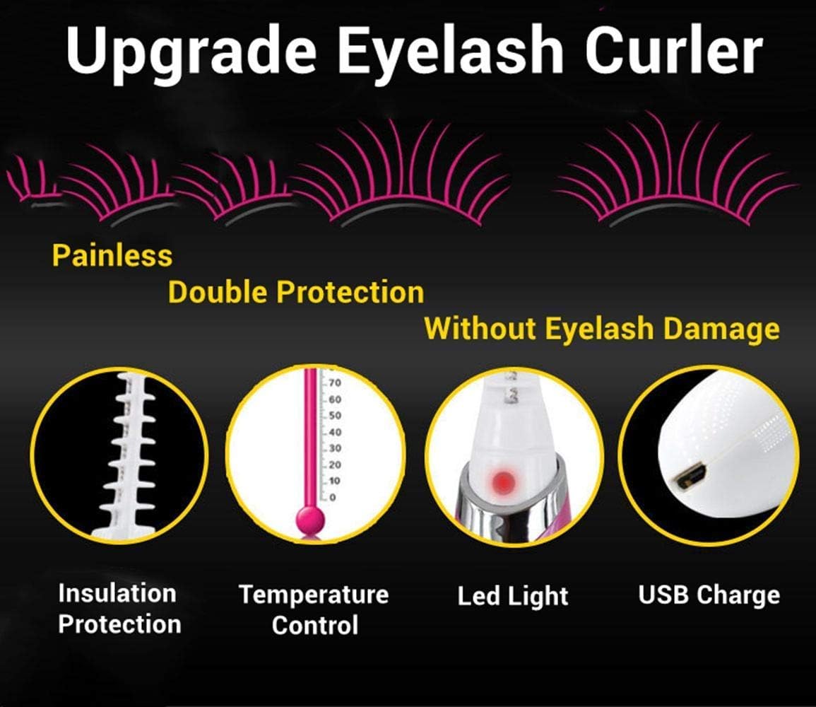 Heated Eyelash Curler,Upgrade USB Rechargeable Eyelash Curler Quick Natural Curling,Long Lasting Eyelashes Curl Tool Valentine's Gifts for Women Eyes Make Up-White : Beauty & Personal Care