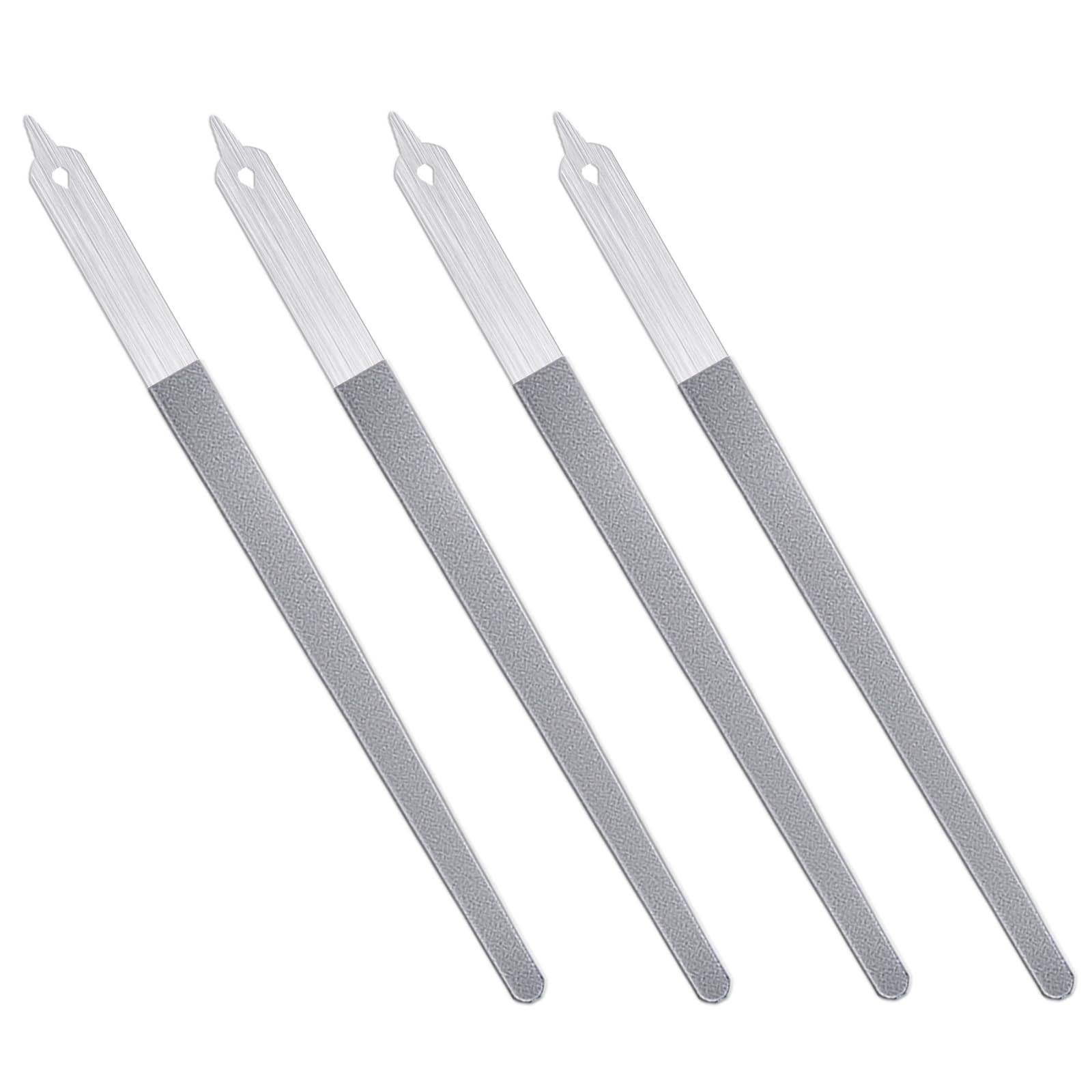 4 Pcs Metal Nail File with Sharp Pointed Tip, Stainless Steel Nail Filer for Natural Nails Double Sided Manicure Pedicure Toenails Tools for Salon Home (Small)