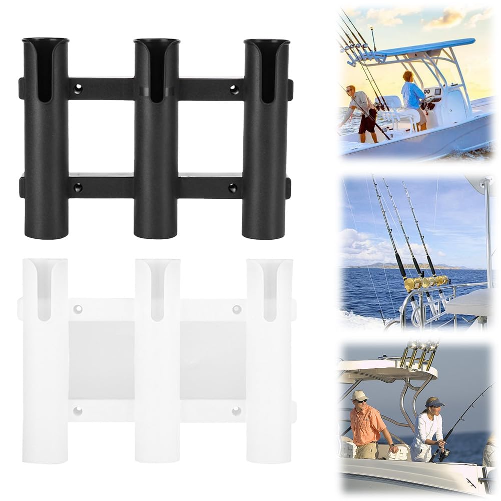 3 Tubes Link Fishing Rod Holder Bracket Plastic (White)