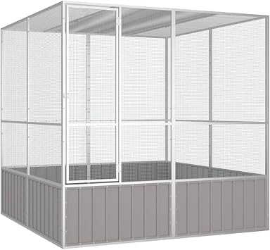 Steel Bird Cage, Large Flight King Bird Cage for Cockatiels African Grey Quaker Amazon Sun Parakeets Green Cheek Conures Pigeons Parrot Bird Cage Birdcage, Gray 84.1"x85.6"x83.3" -AA
