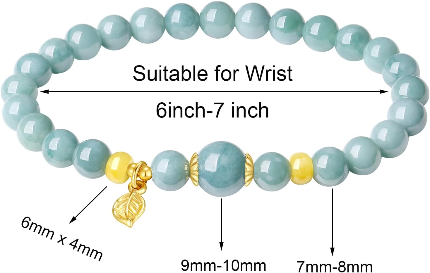 Jade Bracelet for Women, Natural Blue Green Real Jadeite Handmade Beaded Bracelets,Prosperity Good Luck Feng Shui 14K Gold Jade Bangle Jewelry,Suitable for Christmas,Mother, Valentine's - Image 7