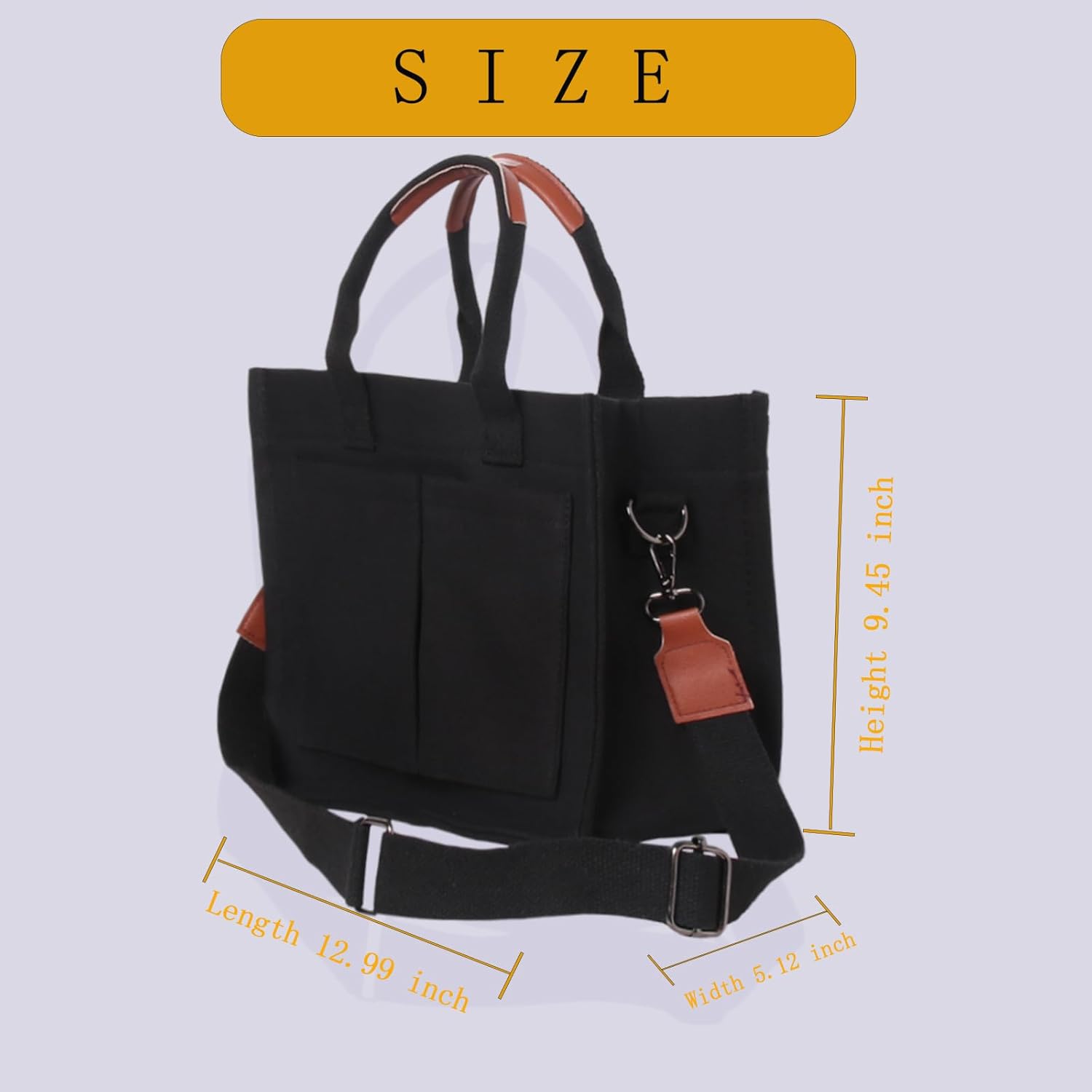 Canvas Tote Bag for Women, Large Laptop Travel Tote Handbag Totes with Crossbody Shoulder Teachers Reusable Grocery Bags - Image 5