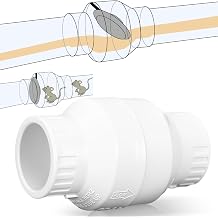 Geetery 1-1/2 Inch PVC Slip Swing Check Valve No Spring Back Flow Preventer Valve White No Return Silent Backflow for Backflow Prevention, Reduces Water Hammer Noise