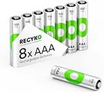Remboursé AAA Piles 800mAh – Préchargé – Réutilisation 1000+ Heures – Contient de la puissance après 6 Années – Remboursé NiMH pile AAA – Boîte de 8