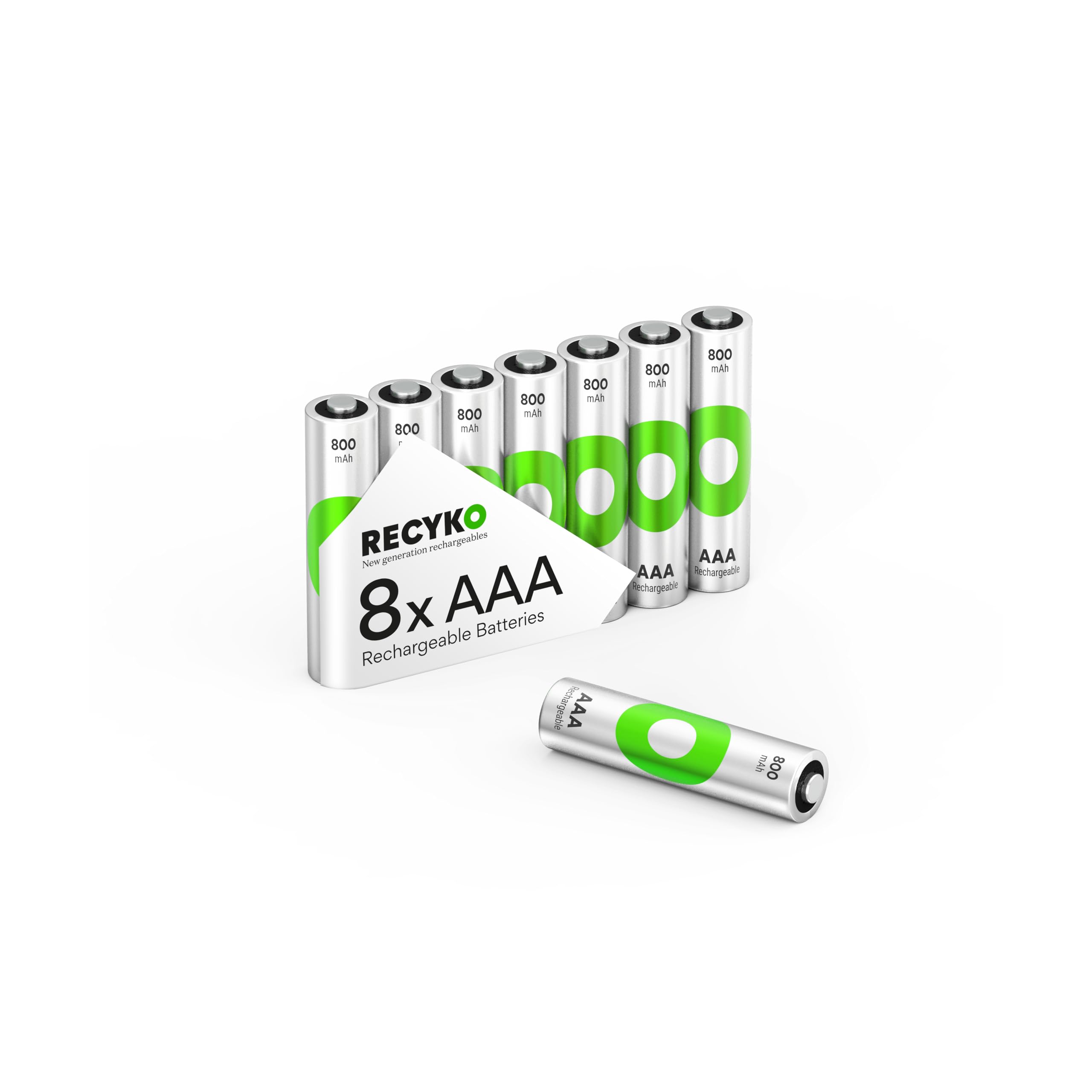Rechargeable AAA Batteries 800mAh – Pre-Charged – Re-use 1000+ Times – Retains Power After 5 Years – Rechargeable Battery AAA – Pack of 8