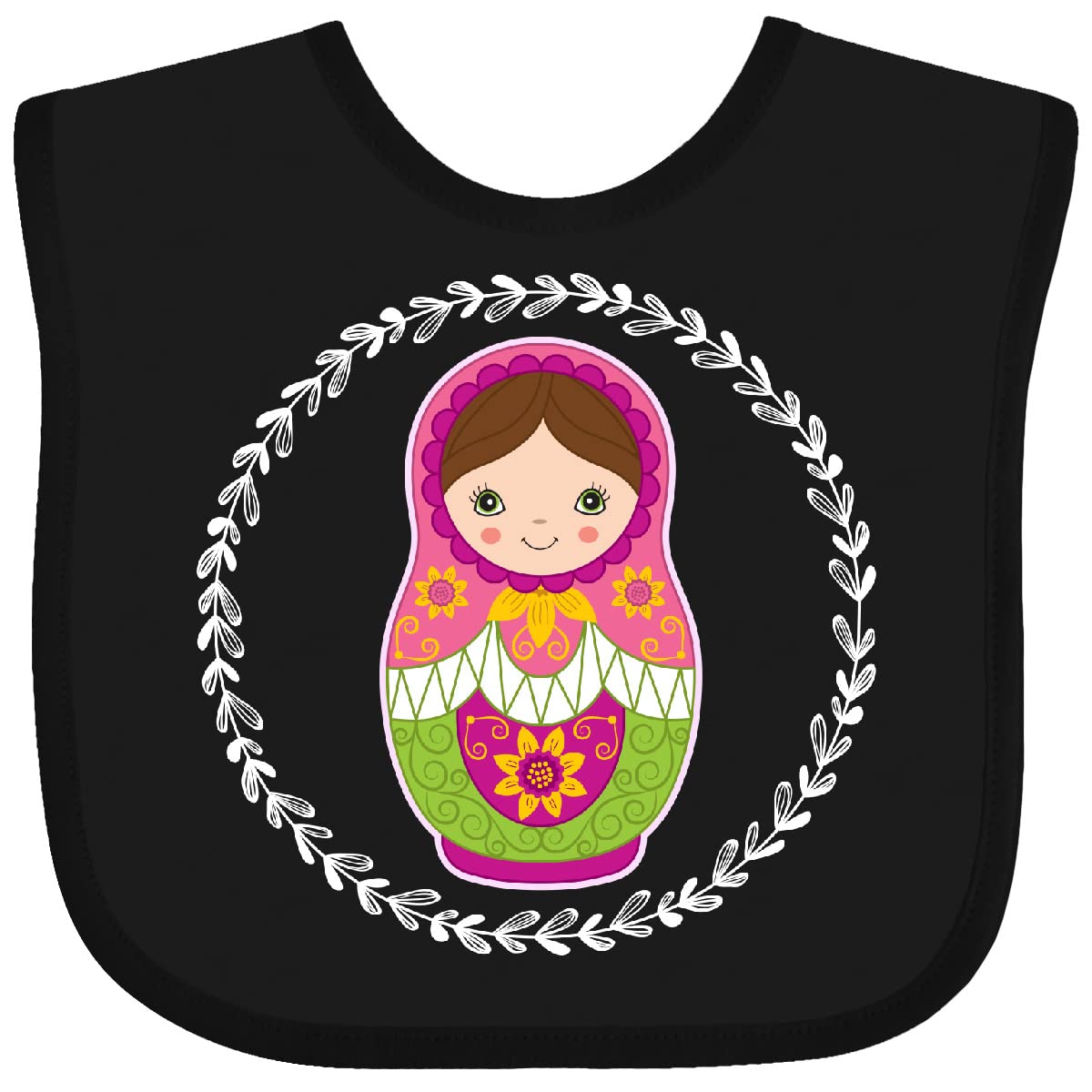 inktastic Matryoshka Russian Cute Pink Nesting Doll Baby Bib Black 33cac
