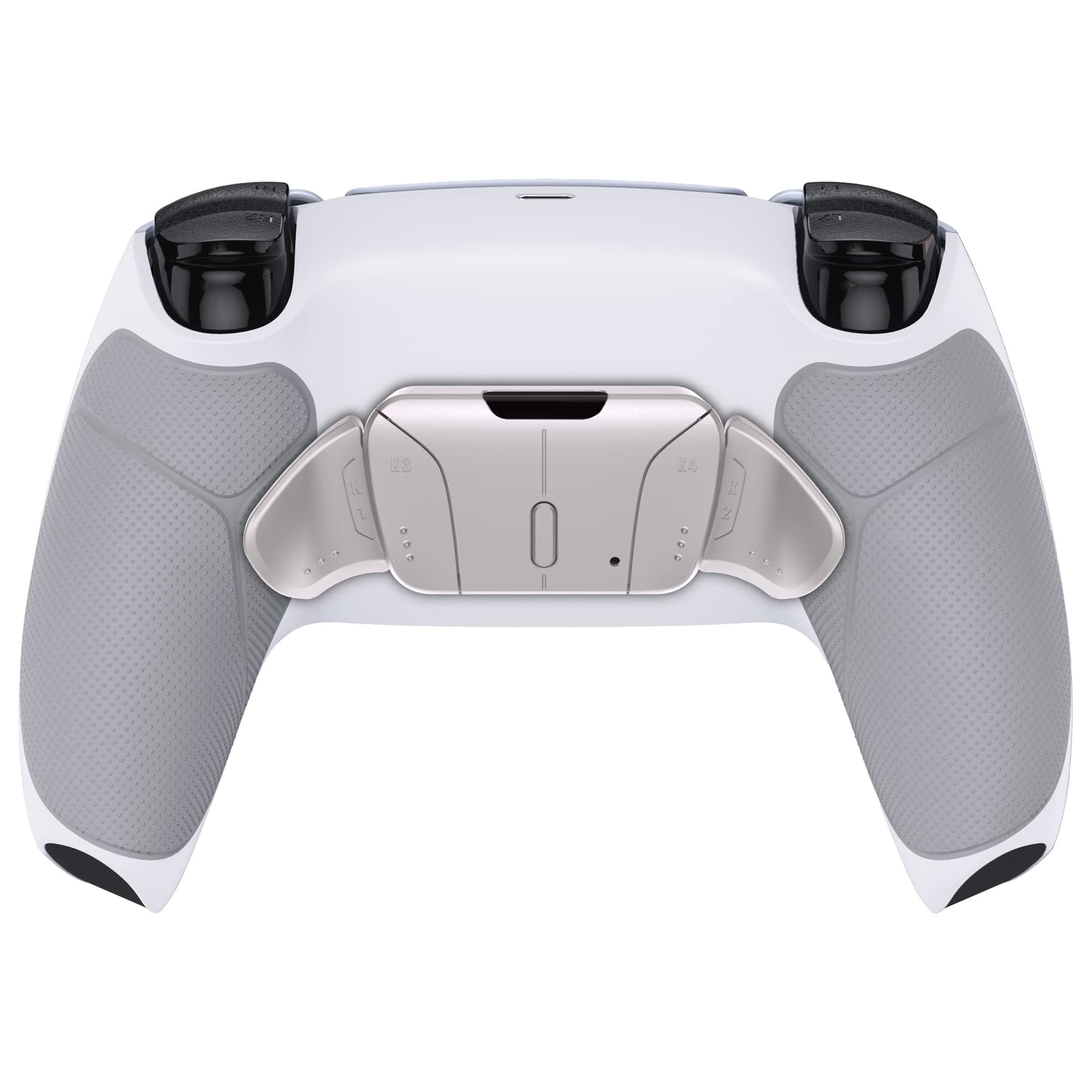 eXtremeRate 4 Palette Metallo per ps5 Controller BDM-030/040/050,Back Button Paddles per ps5 Joystick,Rise4 V3 Remap Kit Programmabile Tasti Aggiuntivi Cover Grip Gommato-Bianco Grigio
