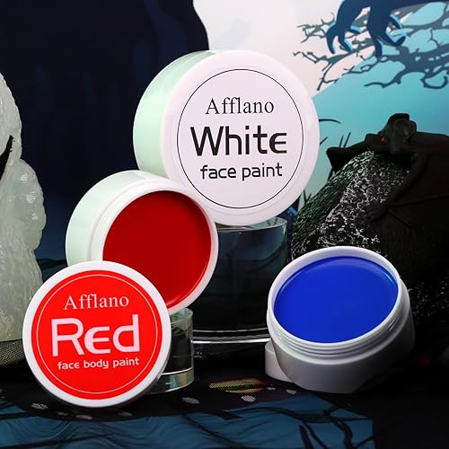 Miniatura 6 de DE'LANCI Pintura facial roja, blanca y azul, pintura facial y corporal de EE. UU., maquillaje de payaso, pintura al óleo de crema de copo de nieve