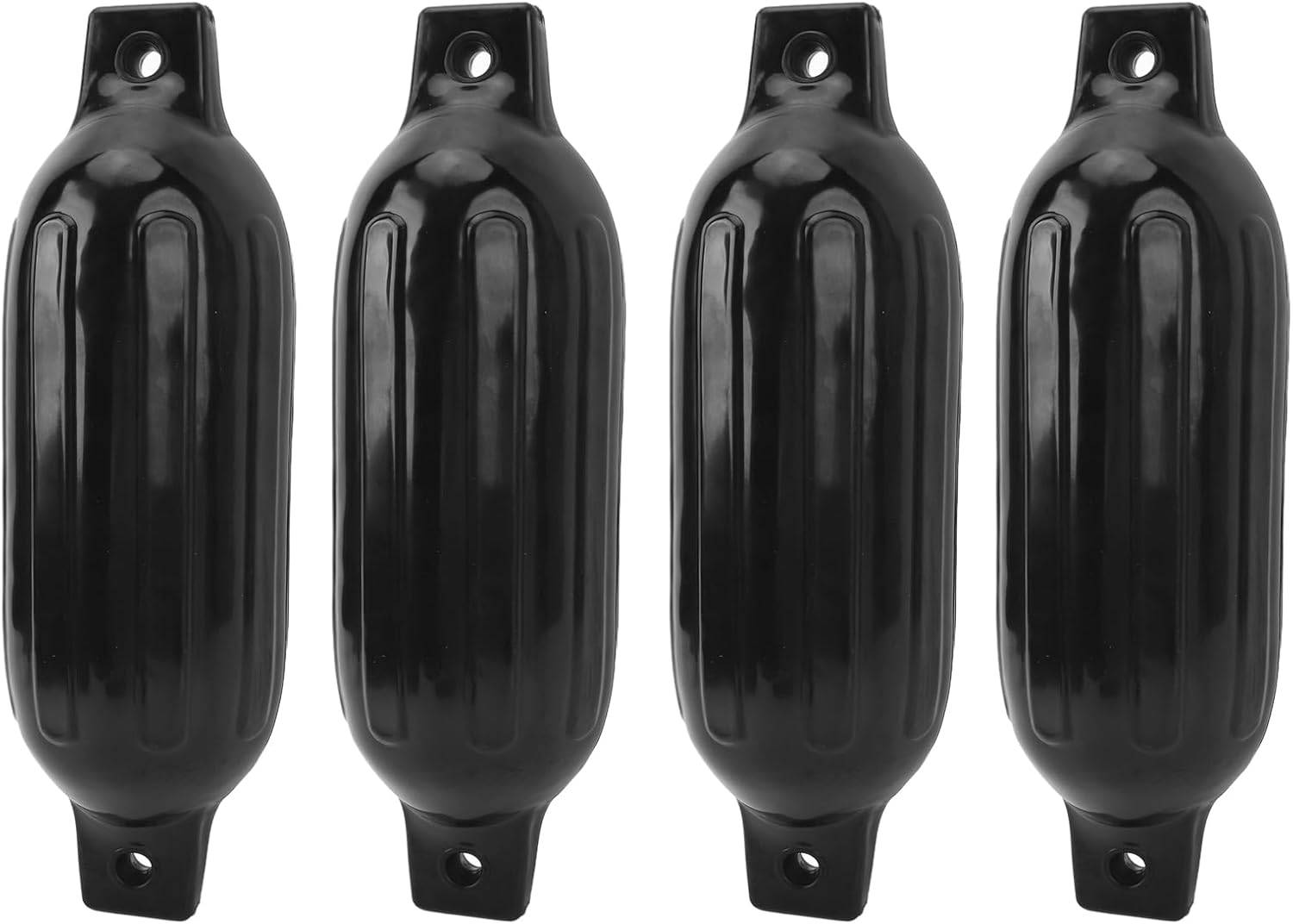 Astibym 4PCS Boat Bumper with Nylon Rope and Inflator Ribbed Twin Eyes Black for Yachts Pontoons Buoys Docks Shield Protection, Astibym7ao0mi4vud