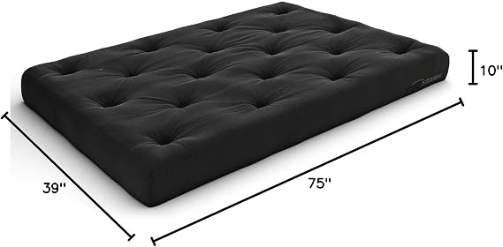 Premier Pocket Coil 10-Inch Twin Futon Mattress, Black Twill - Made in USA