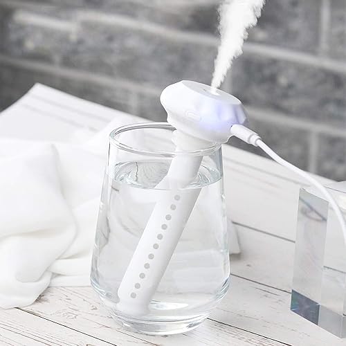 Mini humidificador de botella de agua, ajustable USB Donut Mist Maker Stick Wick para viajes, dormitorio, planta de automóvil, botella personal de