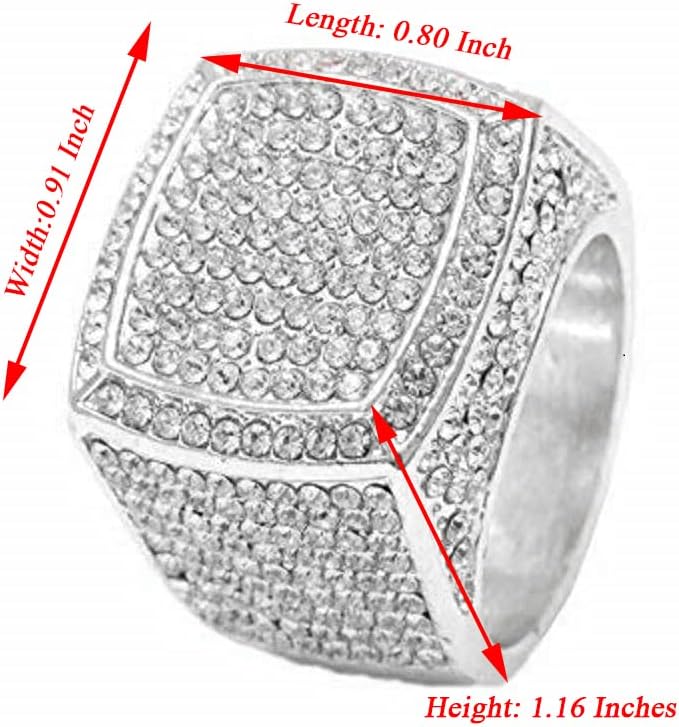 Miniatura 2 de Charles Raymond Bling Bling Hip Hop Iced Out Luxury BIG Oversize Anillo para hombre - 444