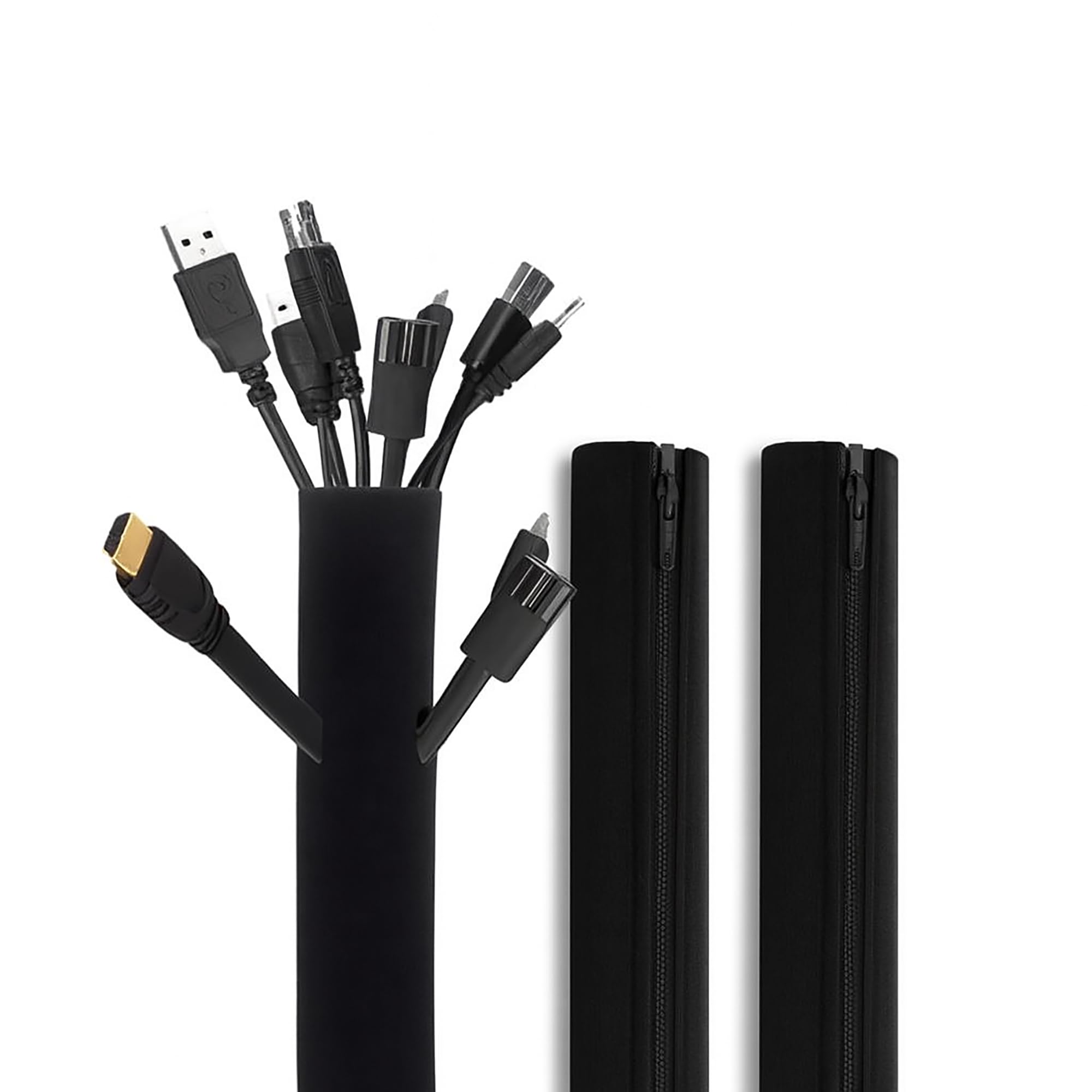 OIVO INDIA Cable Management Sleeves,Cord Management Cover with Zipper for TV/Computer/Home Entertainment Cable Wrap Organizer (48 CM/19 Inch) - 3 Piece