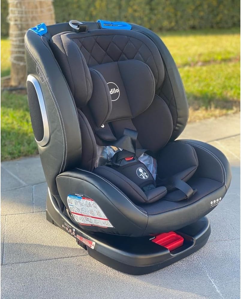 Kidilo 360 Rotation Isofix Car Seat, front view with adjustable headrest