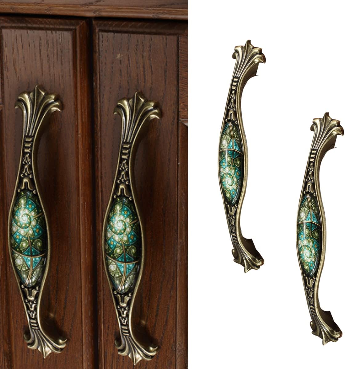 5" Zinc Alloy Cabinet Pulls Furniture Knobs Starry Pattern Cupboard Handle Drawer Pulls Solid Metal Kitchen Hardware Handles for Cabinet Drawer Wardrobe (2pcs/Set)