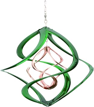 Red Carpet Studios The Original Cosmix Deluxe Helix Wind Spinner, Medium 14-Inch, Double Green & Copper