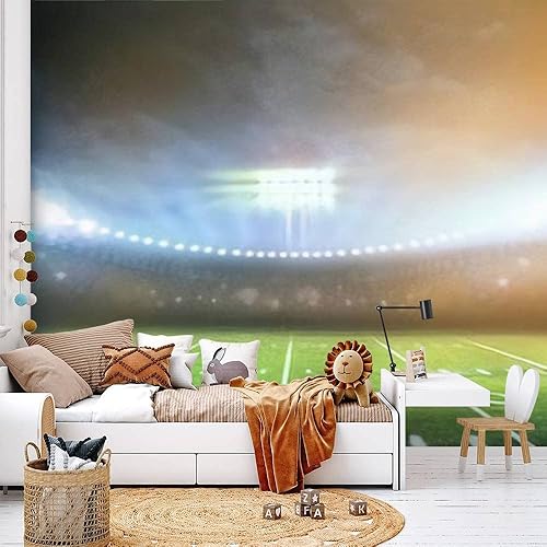Murales de papel tapiz modernos 3D de estadio de fútbol americano 3D despegar y pegar, adhesivos de pared de PVC autoadhesivos extraíbles para
