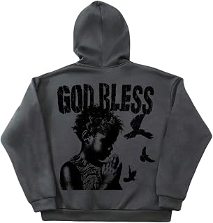 SOLY HUX Men's Graphic Zip Up Hoodie Sweatshirt Y2k Vintage Long Sleeve Hooded Casual Jacket Streetwear