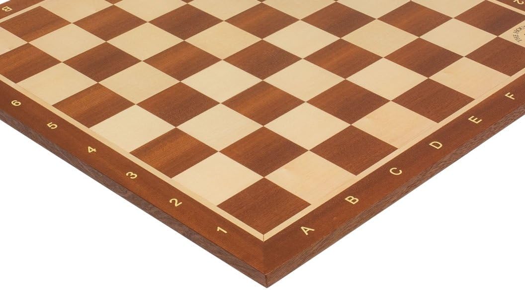 The House of Staunton Mahogany & Maple Wooden Chess Board - 2.5" with Notation & Logo